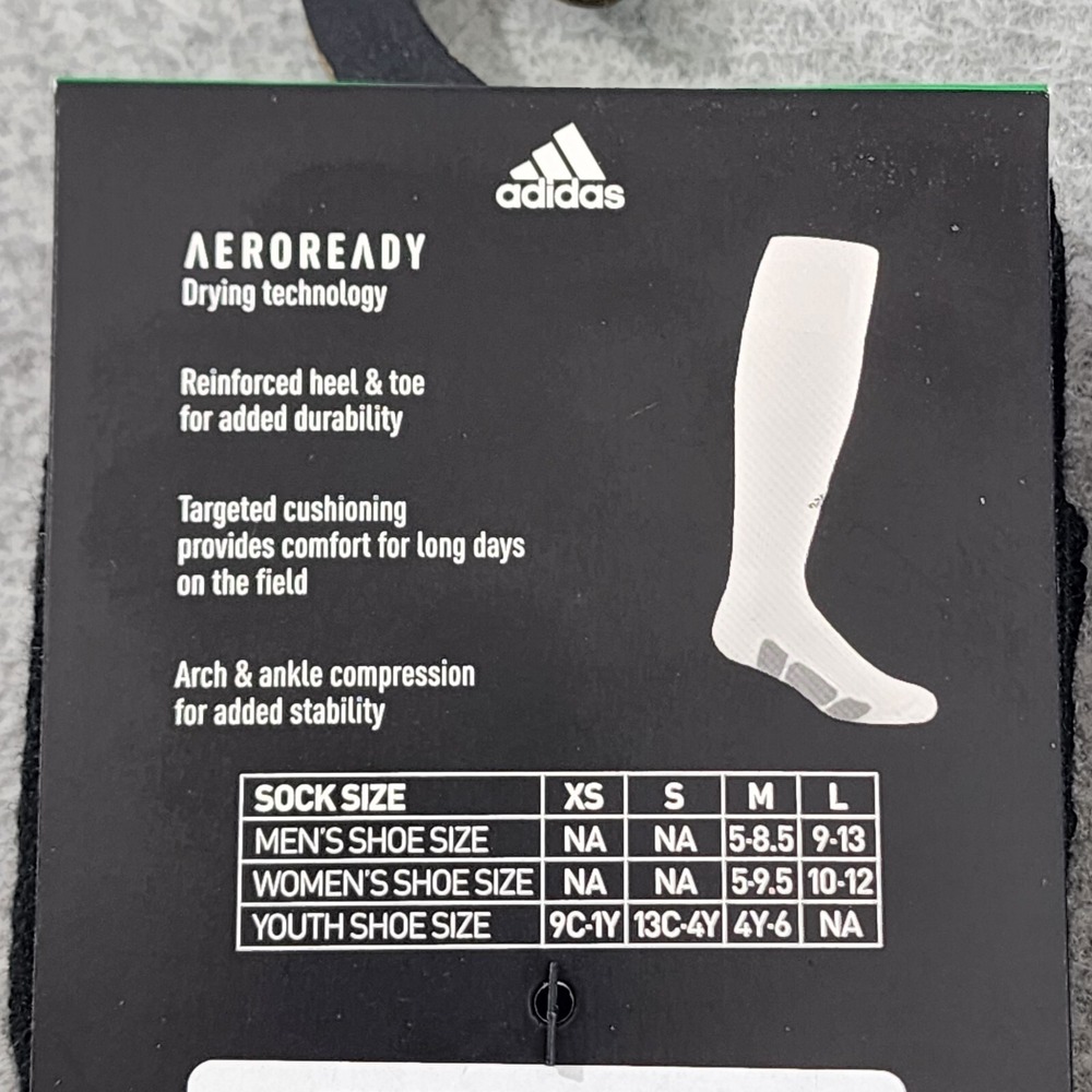 Adidas 2 Pairs Baseball Socks Over the Calf Mens M Black Aeroready Compression - Picture 5 of 7